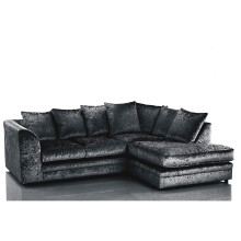 (Right hand Corner, Black) Bella Crushed Velvet Corner sofa