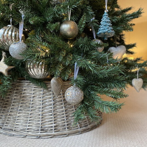 Selections Large Grey Wicker Christmas Tree Skirt 70cm 2