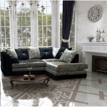 (Right hand Corner, Black-Silver) Bella Crushed Velvet Corner sofa
