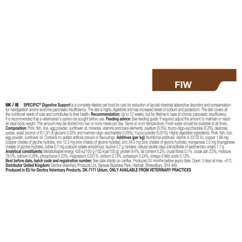 Dechra Specific FIW Digestive Support Wet Cat Food Foil Trays on OnBuy