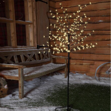 (5ft 150LED, Warm White) LED Cherry Blossom Tree Christmas Outdoor Pre-Lit
