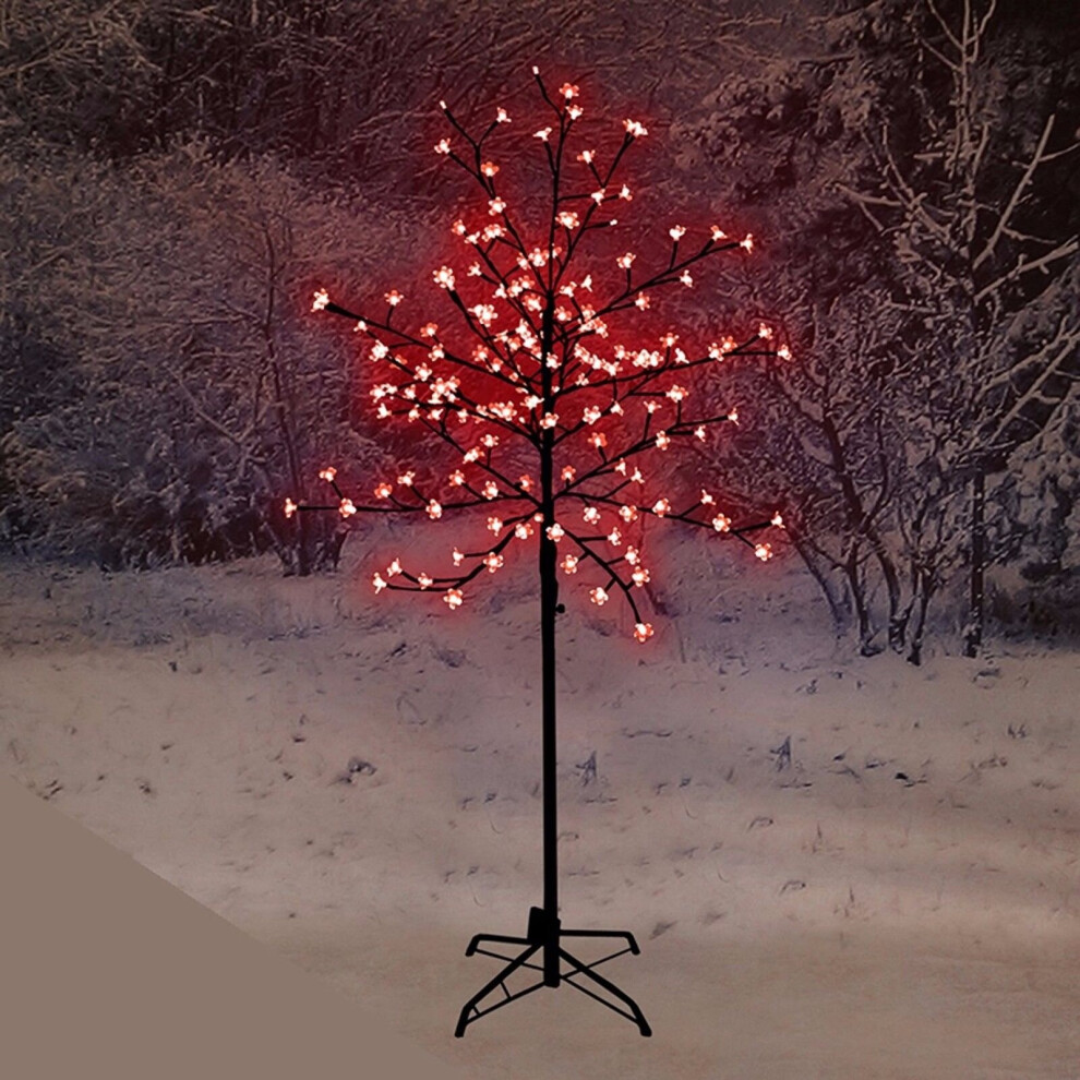 (5ft 150LED, Red) LED Cherry Blossom Tree Christmas Outdoor Pre-Lit