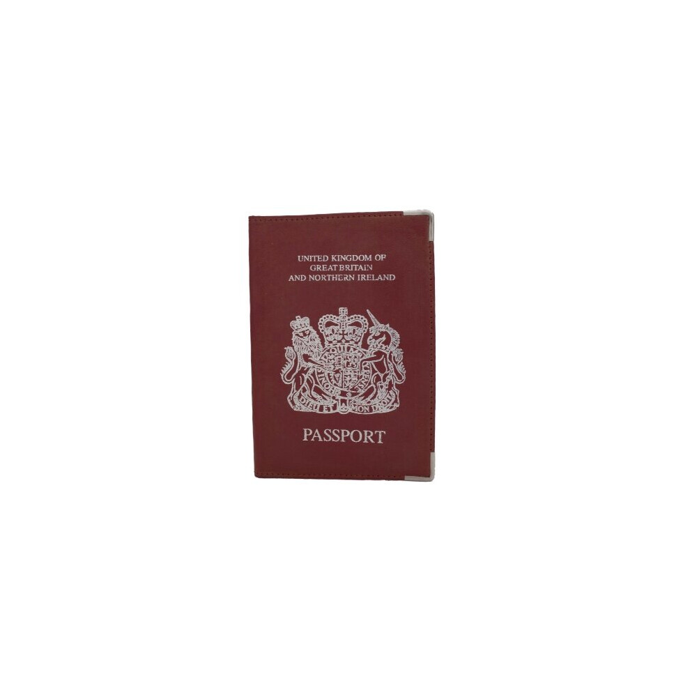 (Tan) Leather UK Travel Passport Cover Holder Protector