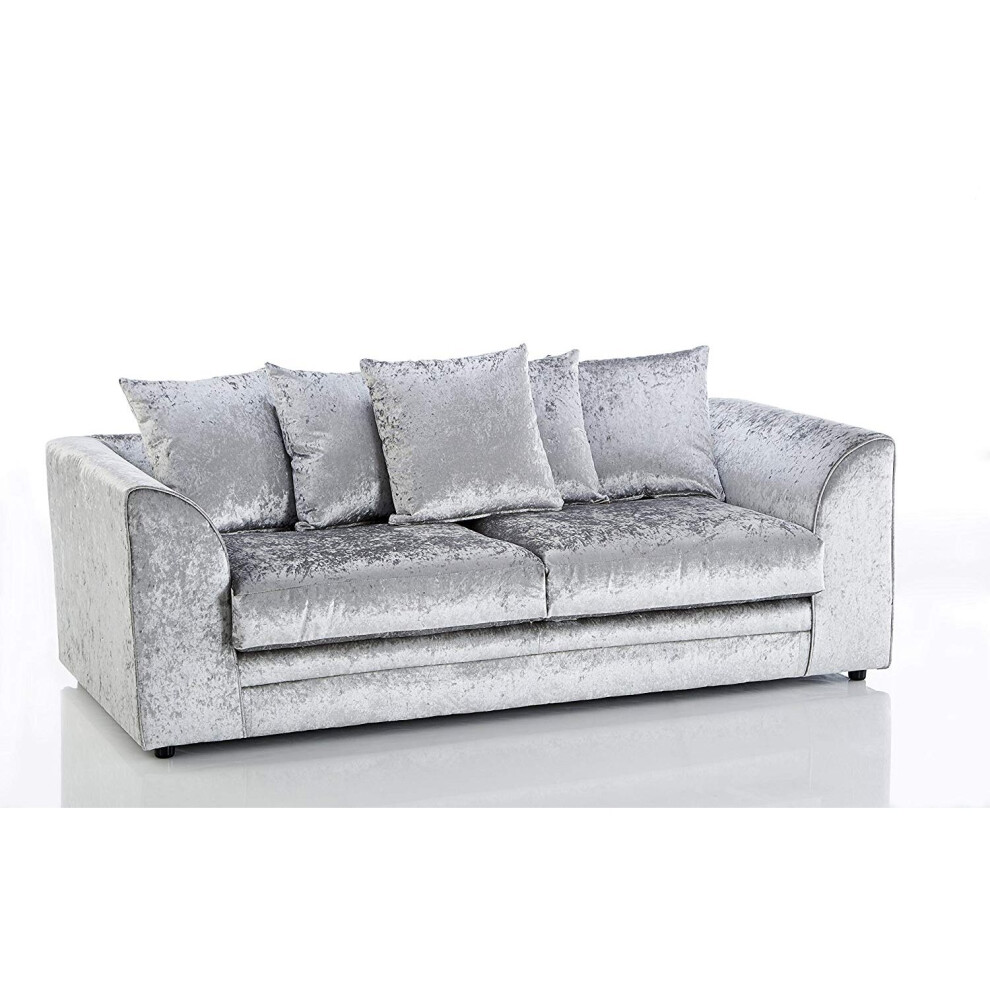 (Silver, 3 seater) Leo Crushed Velvet 3 & 2 Seater Sofa Set