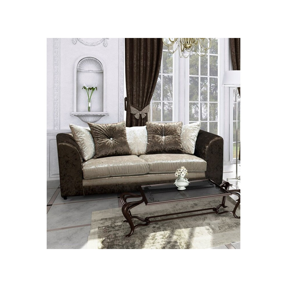 (Brown-mink, 3 seater) Leo Crushed Velvet 3 & 2 Seater Sofa Set