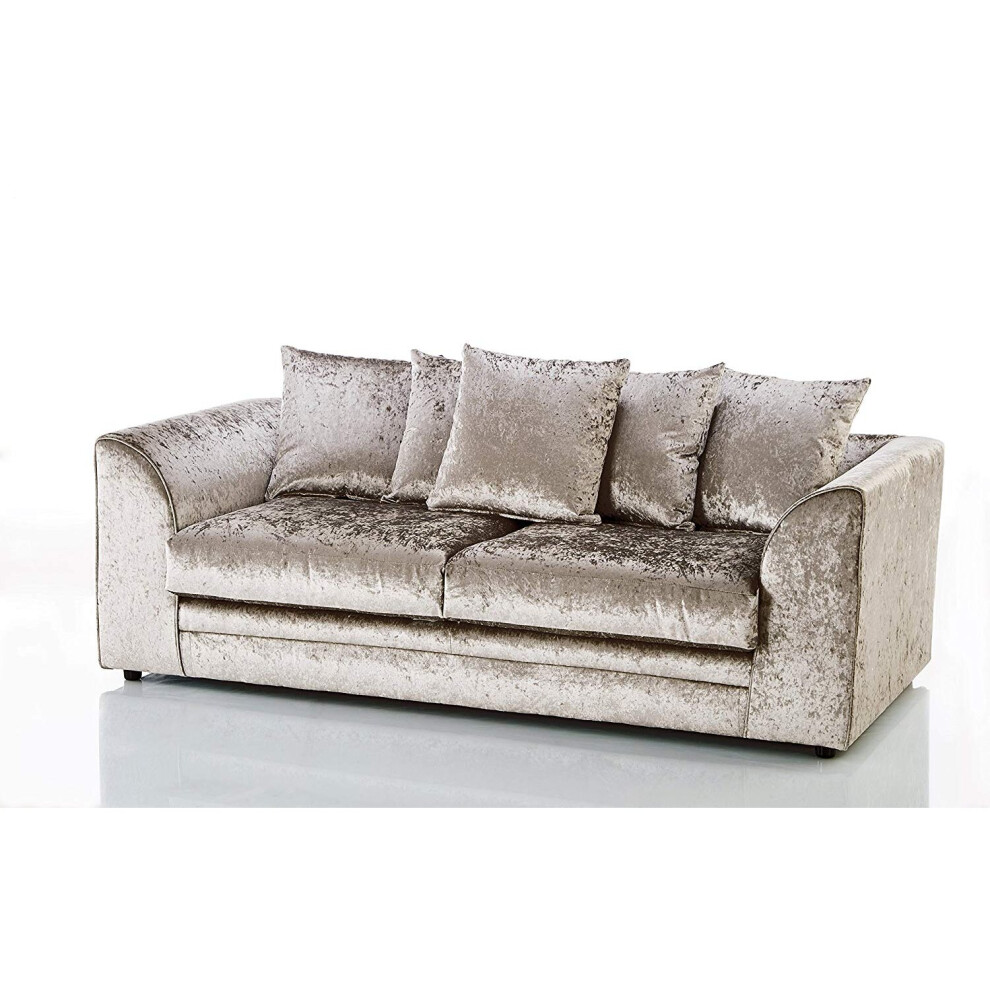 Furniture 786 (Champagne, 3 Seater) Leo Crushed Velvet 3 & 2 Seater Sofa Set Gold