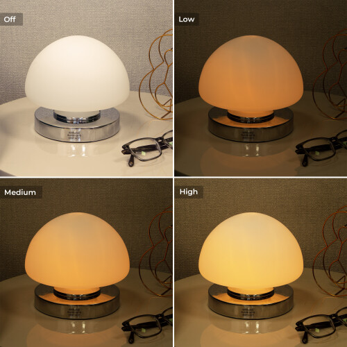 Anika 62510 Opal Dome Table Lamp with Touch Activated Base / Silver Chrome 2
