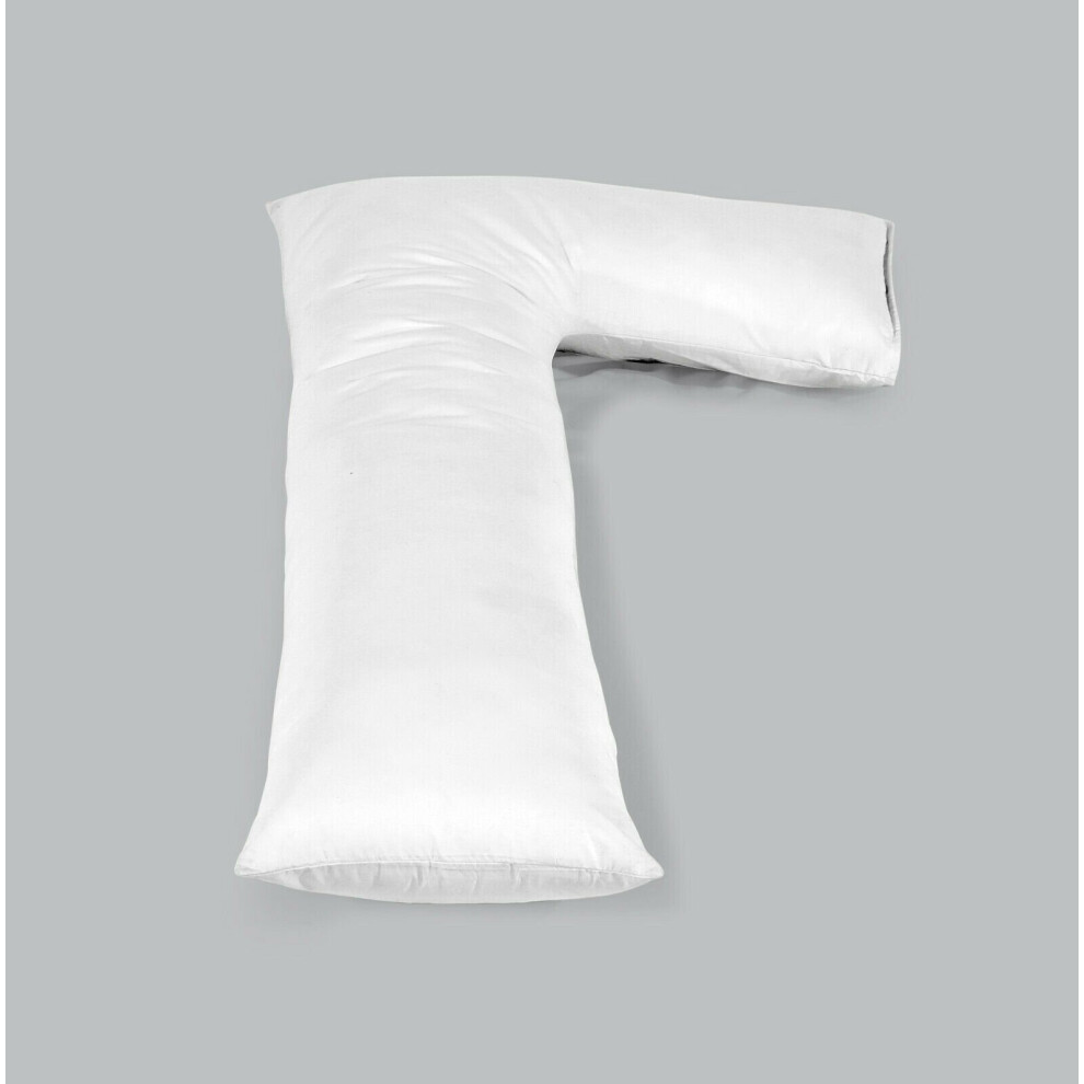 (L Pillowcase only (White)) Hollow Fibre L Shaped Long Full Body Pillow perfect for Side Sleepers- Maternity & Pregnancy Support Pillow & Pillowcases