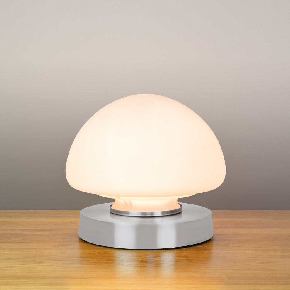 Anika 62510 Opal Dome Table Lamp with Touch Activated Base / Silver Chrome