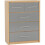 Seville 3+2 Drawer Chest Grey High Gloss/Light Oak Effect Veneer 1