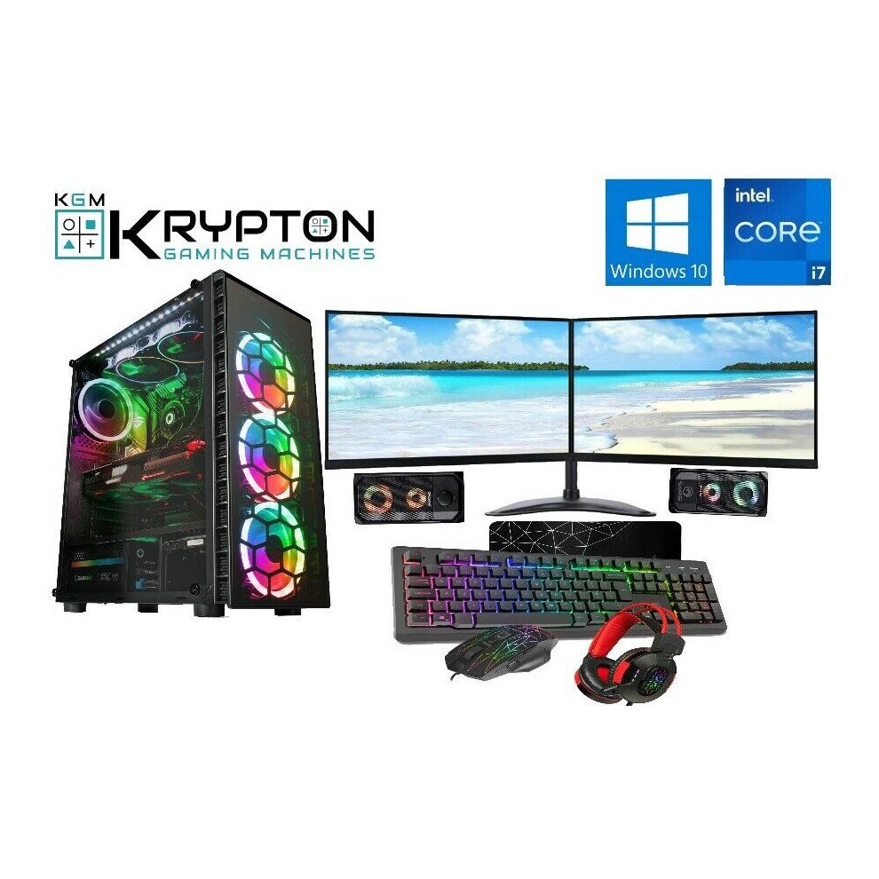 Gaming Pc Dual 22" Monitor Setup I7 3770 240 Ssd 1Tb 16Gb Ram Gtx 1660 721107820123