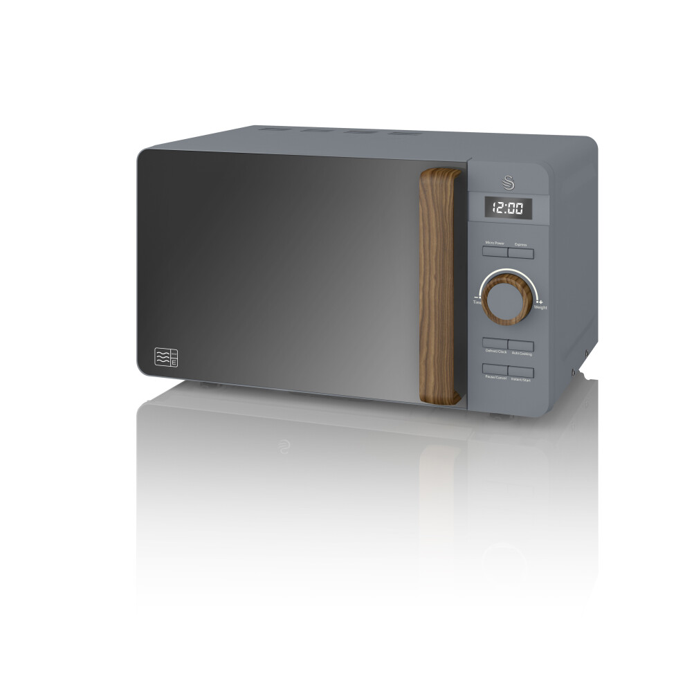 Swan (Grey) 20L Nordic Digital Led Microwave Countertop 800W Freestanding Matt F Soft Touch