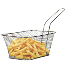 14x11x7cm Non Stick Chrome Metal Deep Frying Basket Chips French Fries