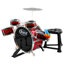 The Magic Toy Shop Childs Kids Drum Kit Jazz Band Sound Drums Play Set Musical Toy With Stool