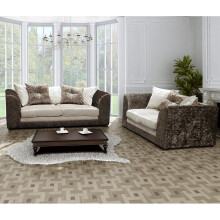 (Brown-mink, 3 + 2 seater) Leo Crushed Velvet 3 & 2 Seater Sofa Set