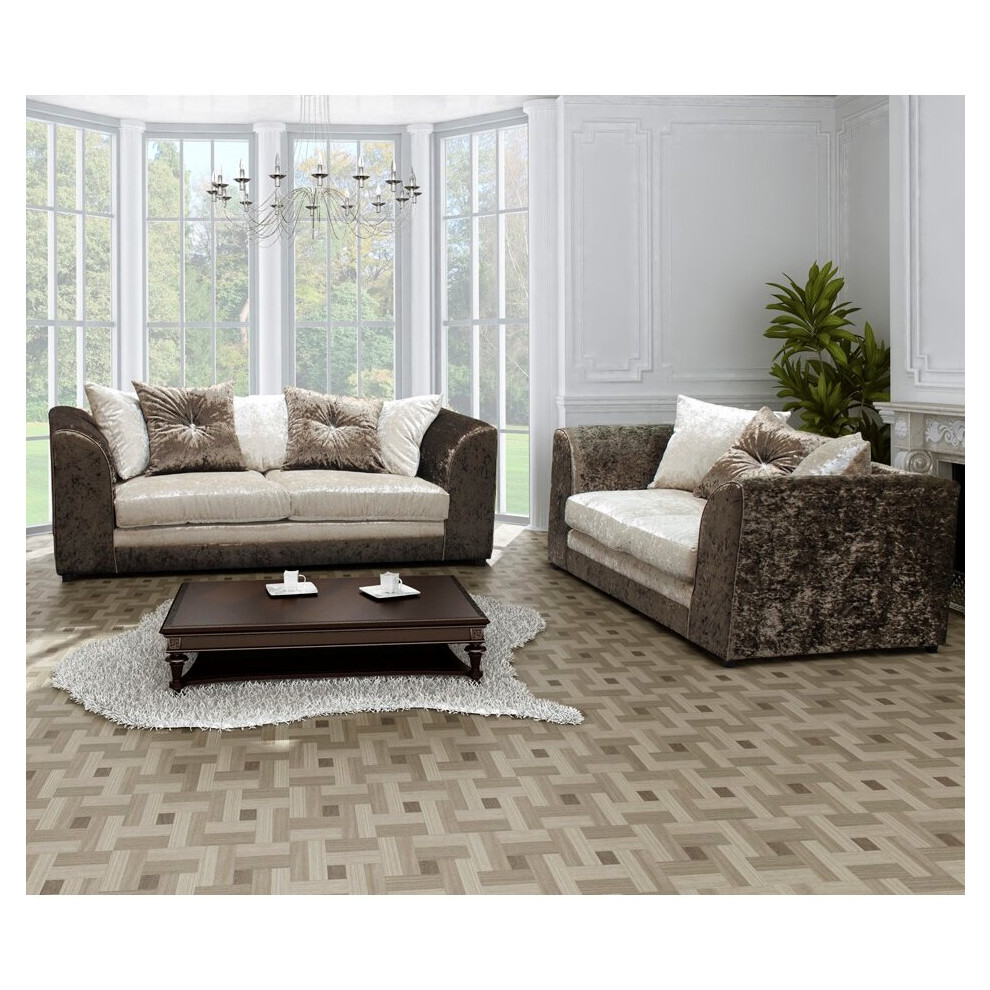 Furniture 786 (-Mink, 3 + 2 Seater) Leo Crushed Velvet 3 & 2 Seater Sofa Set Brown