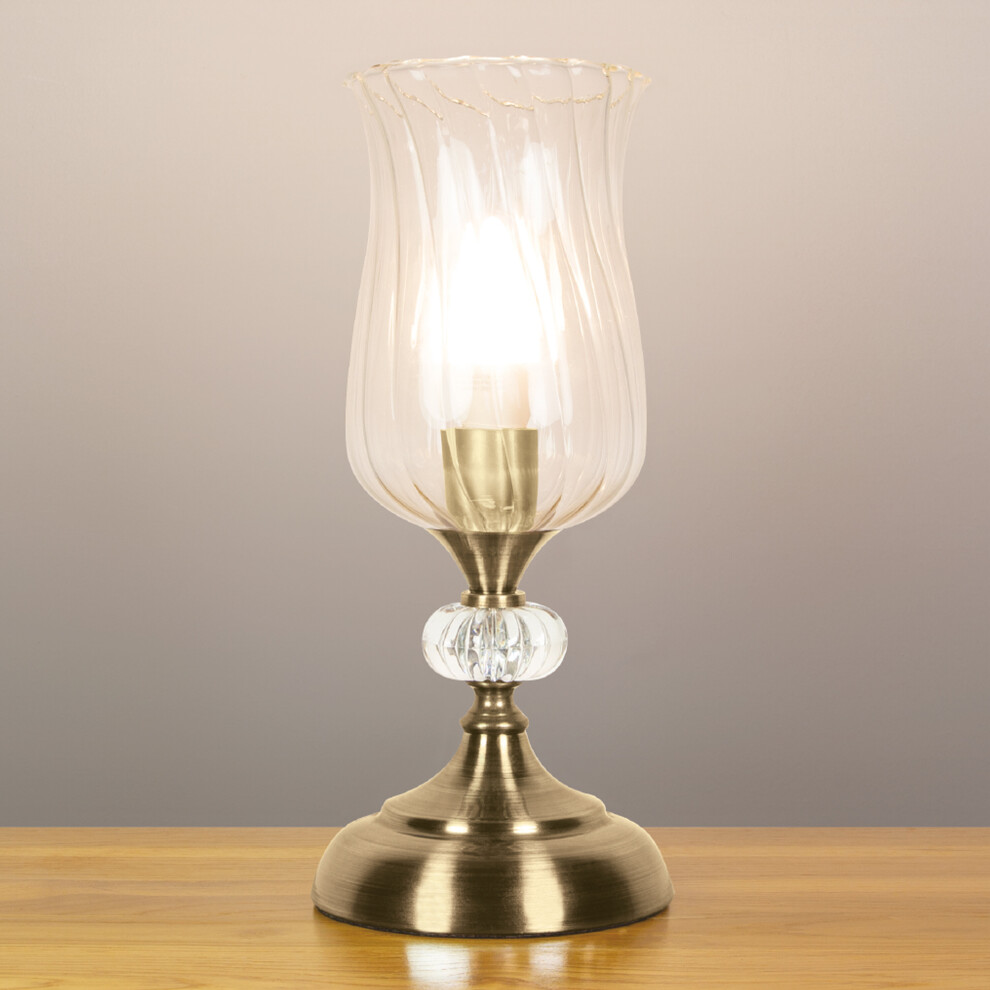Anika 62480 'Hurricane' Retro Touch Table Lamp, Antique Brass Finish