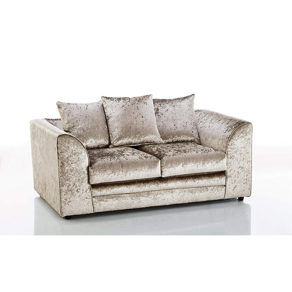 (Champagne, 2 seater) Leo Crushed Velvet 3 & 2 Seater Sofa Set