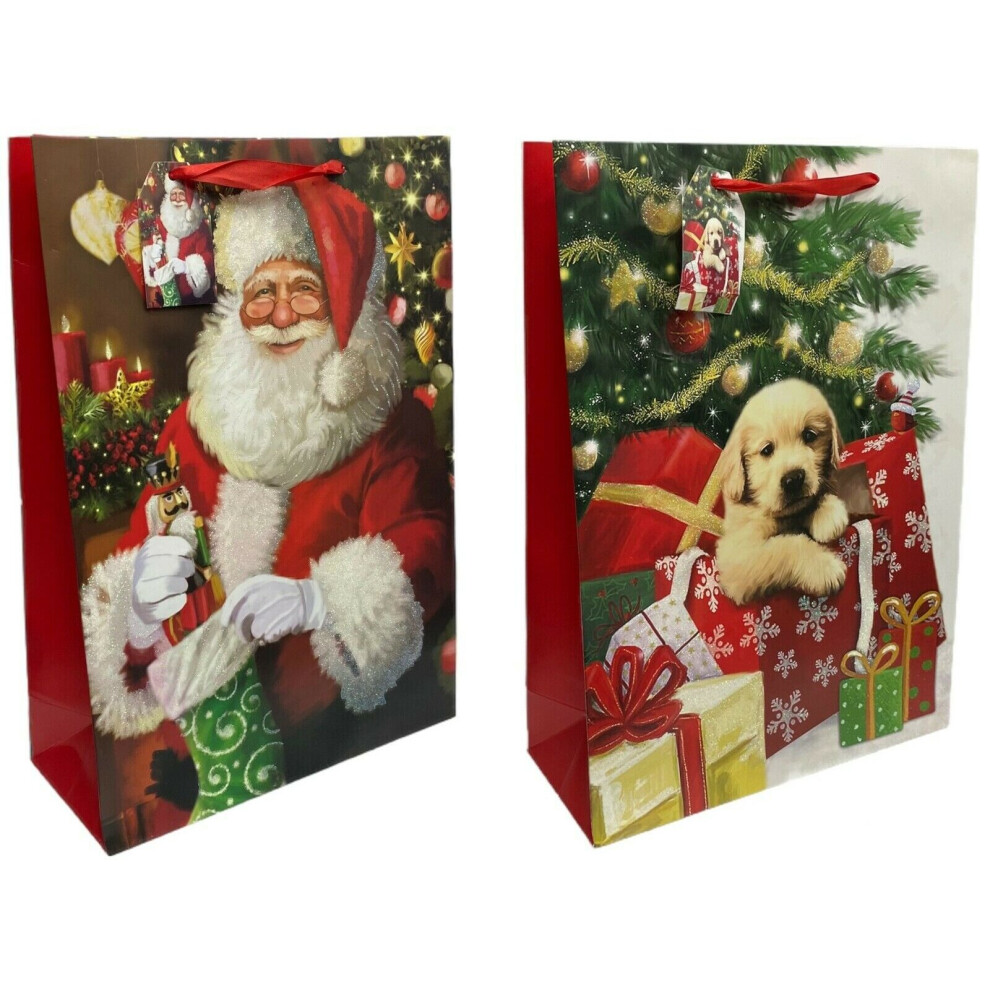 Large Christmas Gift Bags Set of 6 Present Bags Festive Xmas Gifts & Handles