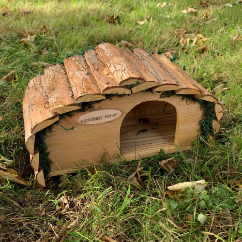 Selections Wooden Hedgehog House Hogitat With Bark Roof 1