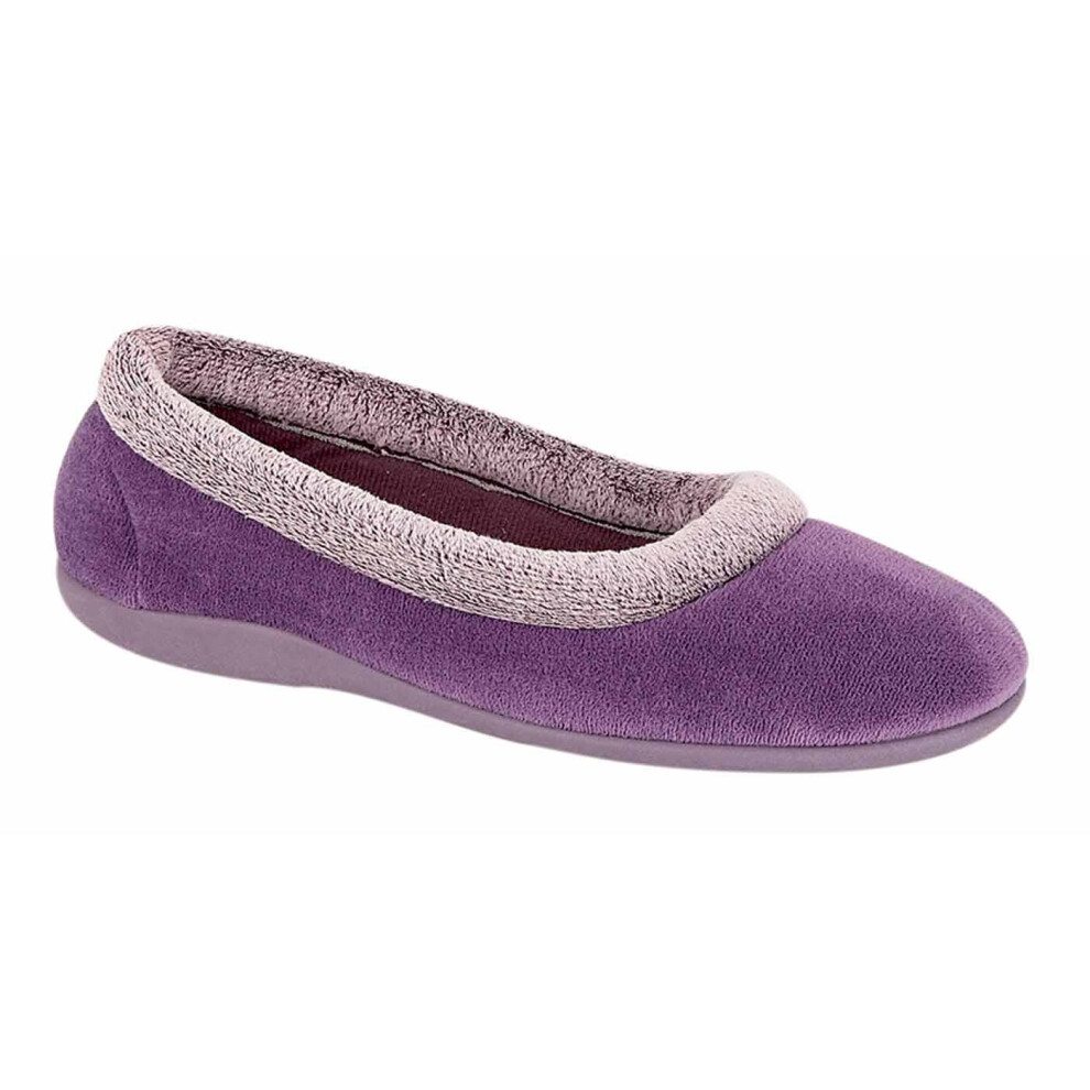 Sleepers Womens/Ladies Julia Memory Foam Collar Slippers Purple 6 UK