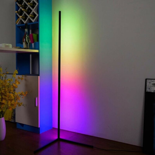 RGB Colour Changing LED Corner Floor Lamp Minimalist Mood Light 140cm Tall