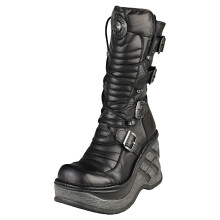 New Rock CUNA M-SP9873-C4 - schwarze Plateaustiefel aus Leder unisex - 39 EU