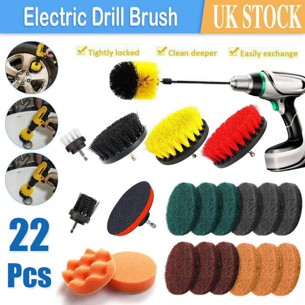 22X Scrub Brush Attachment Power Scrubber Drill Brush Cleaning Set 097326300587
