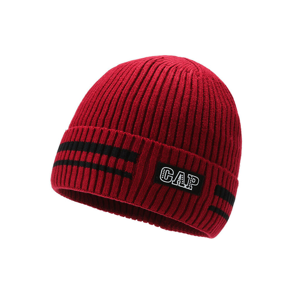 (Red) Men's hat autumn and winter cotton sports plus velvet warm hat youth thick hat