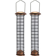 Large Copper Style Hanging Bird Suet Fat Ball Feeder (Set of 2)