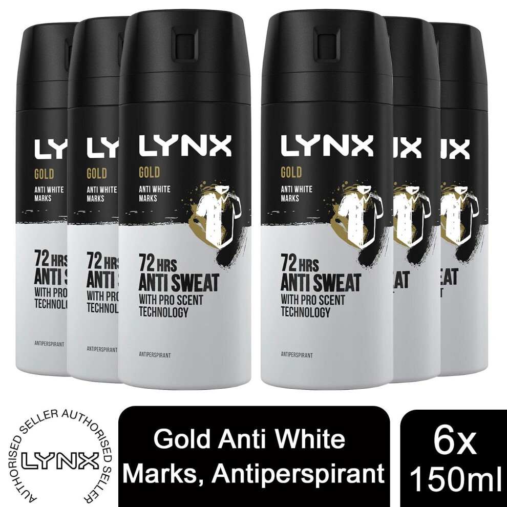 Lynx 72H Protection Anti-Perspirant Body Spray Gold Temptation, 6 Pack