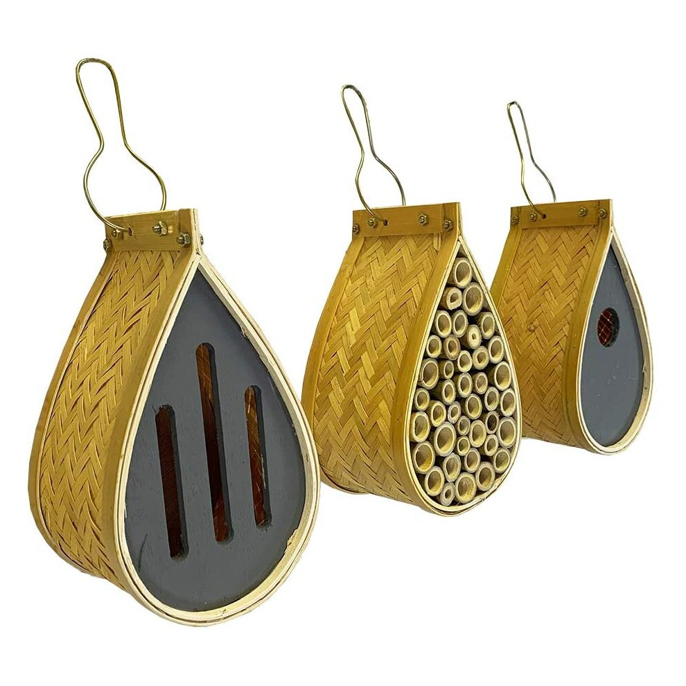 Hanging Teardrop Bird Nest Box, Insect Hotel & Butterfly House Set