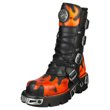 (38) New Rock Metallic Plattformstiefel Schwarz Rot Unisex