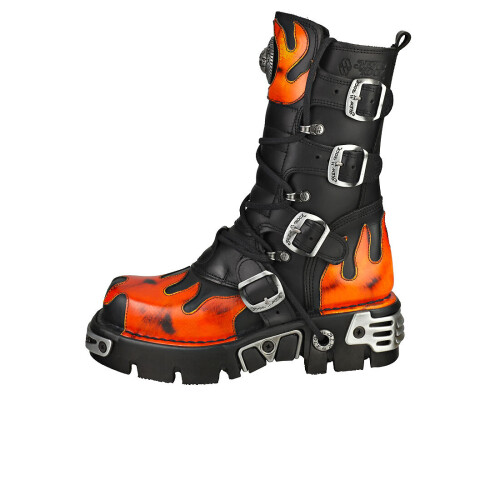 New Rock (41) New Rock Metallic Plattformstiefel Schwarz Rot Unisex 2