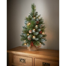 New Pre-Lit Frosted Geneva Christmas 25 Warm LED Tree Hessian Base 2ft