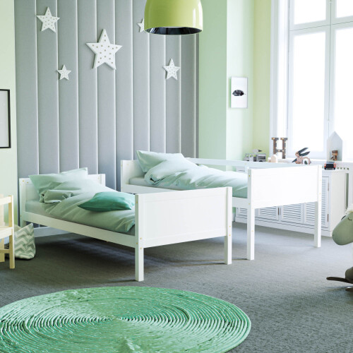(Grey) White Gemini Detachable Kids Bunk Bed & Drawers 2