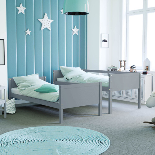 (Grey) Grey Gemini Bunk Bed Drawers Storage Set Pine Wood 1