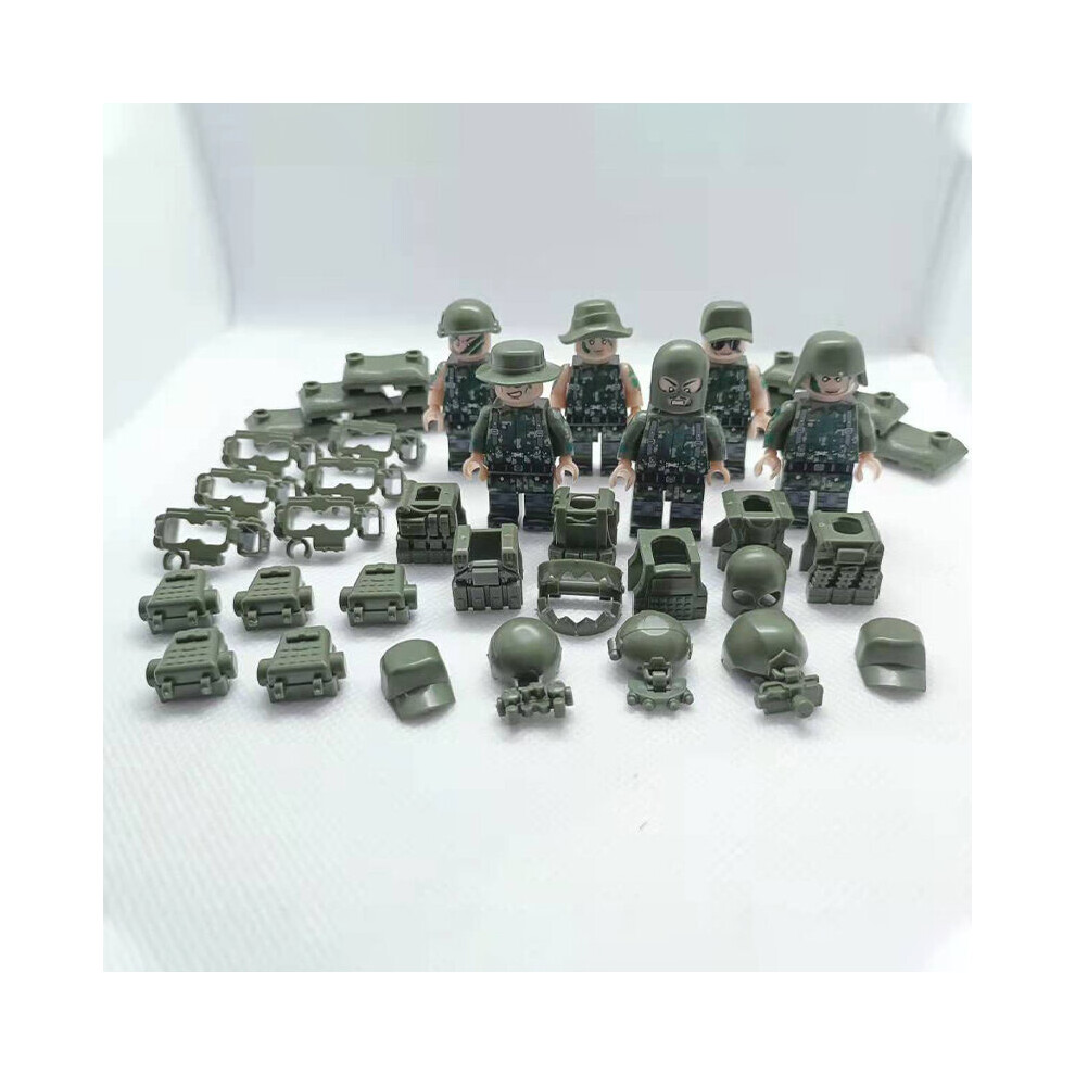 6pcs military minifigures accessories special forces building blocks toys