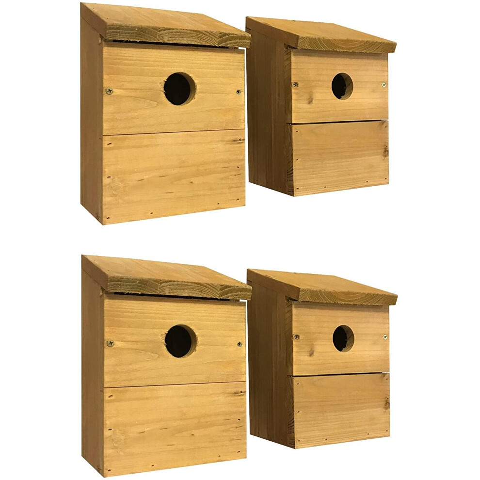 Wooden Multi-Hole Wild Bird Classic Nest Birdhouse Boxes (Set of 4)