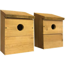 Wooden Multi-Hole Bird Classic Nest Boxes Set of 2
