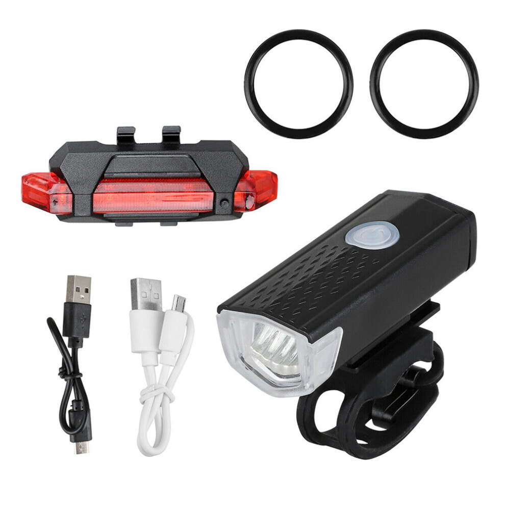 USB Rechargeable LED Bicycle Headlight Bike Head Light Front Rear Lamp Cycling