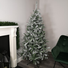 7ft (2.1m) Premier Flocked Woodcote Spruce PVC Hinged Christmas Tree