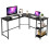 Costway L-Shaped Desk W/ 2-Teir Storage Shelf Premium Metal Frame & Solid Footrest 12