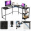 Costway L-Shaped Desk W/ 2-Teir Storage Shelf Premium Metal Frame & Solid Footrest 8