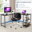 Costway L-Shaped Desk W/ 2-Teir Storage Shelf Premium Metal Frame & Solid Footrest 4