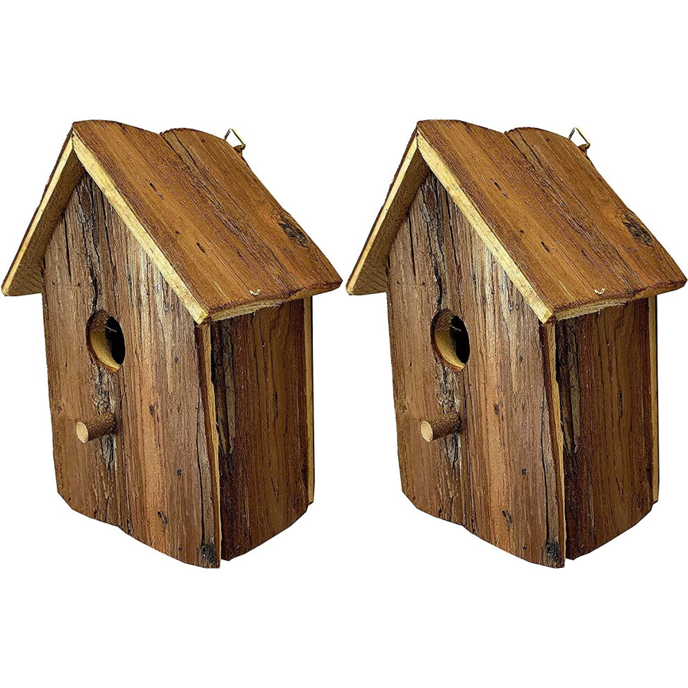 Rustic Barkwood Birdhouse Nest Box (Set of 2)