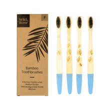 ADULT BAMBOO TOOTHBRUSH (Pack of 4) Pale Blue | BIODEGRADABLE