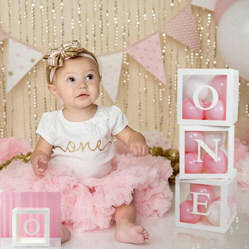 3Pcs ONE Transparent Balloon Box Gift Boxes Birthday Baby Shower Party