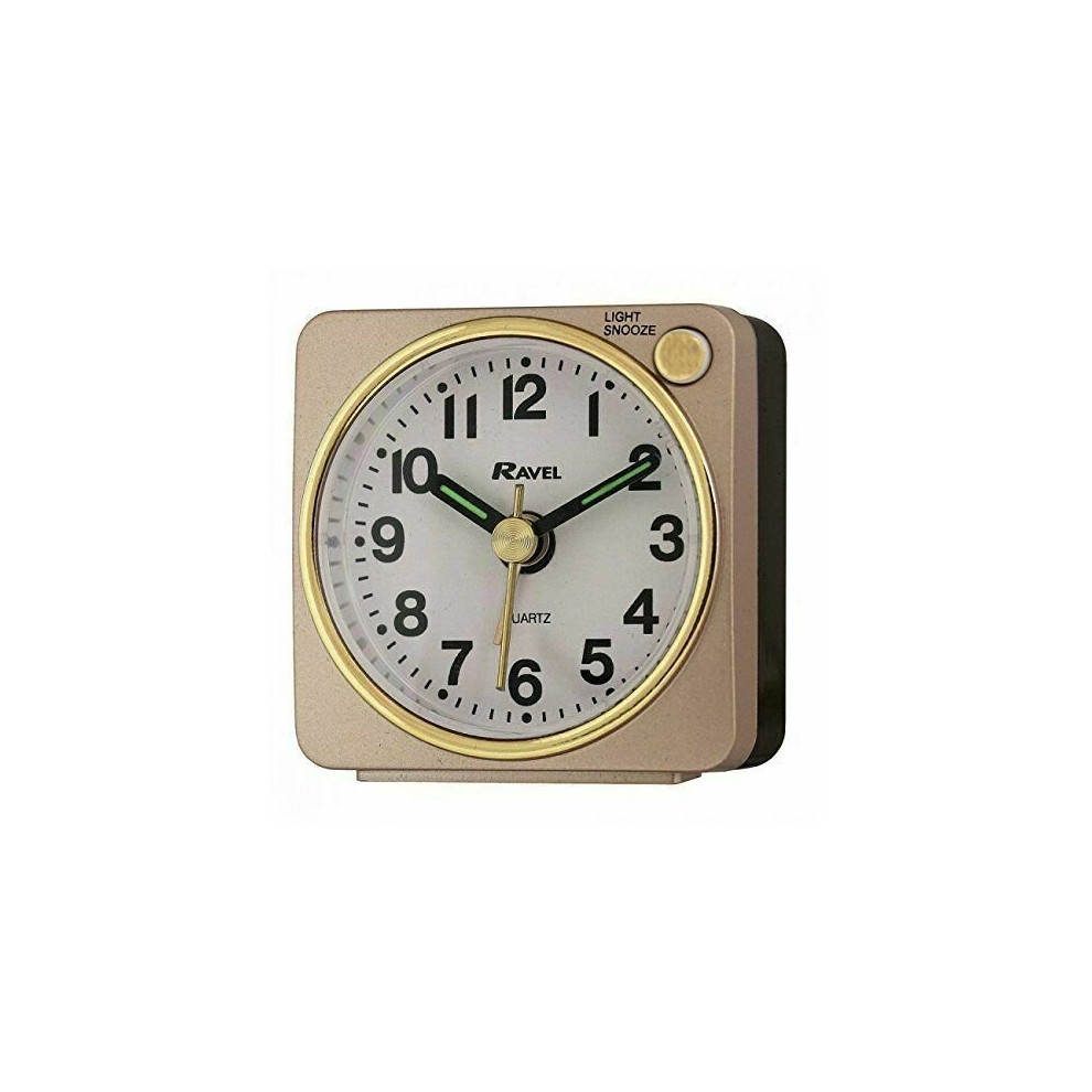 Ravel Quartz Mini Travel Alarm Clock silent sweep Gold