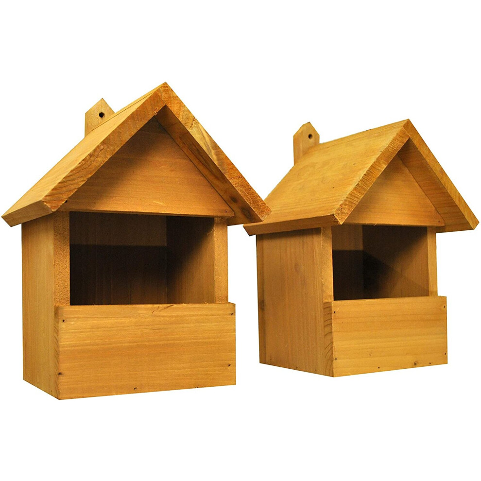 Large Wooden Robin Birdhouse Garden Nest Boxes (Set of 2)